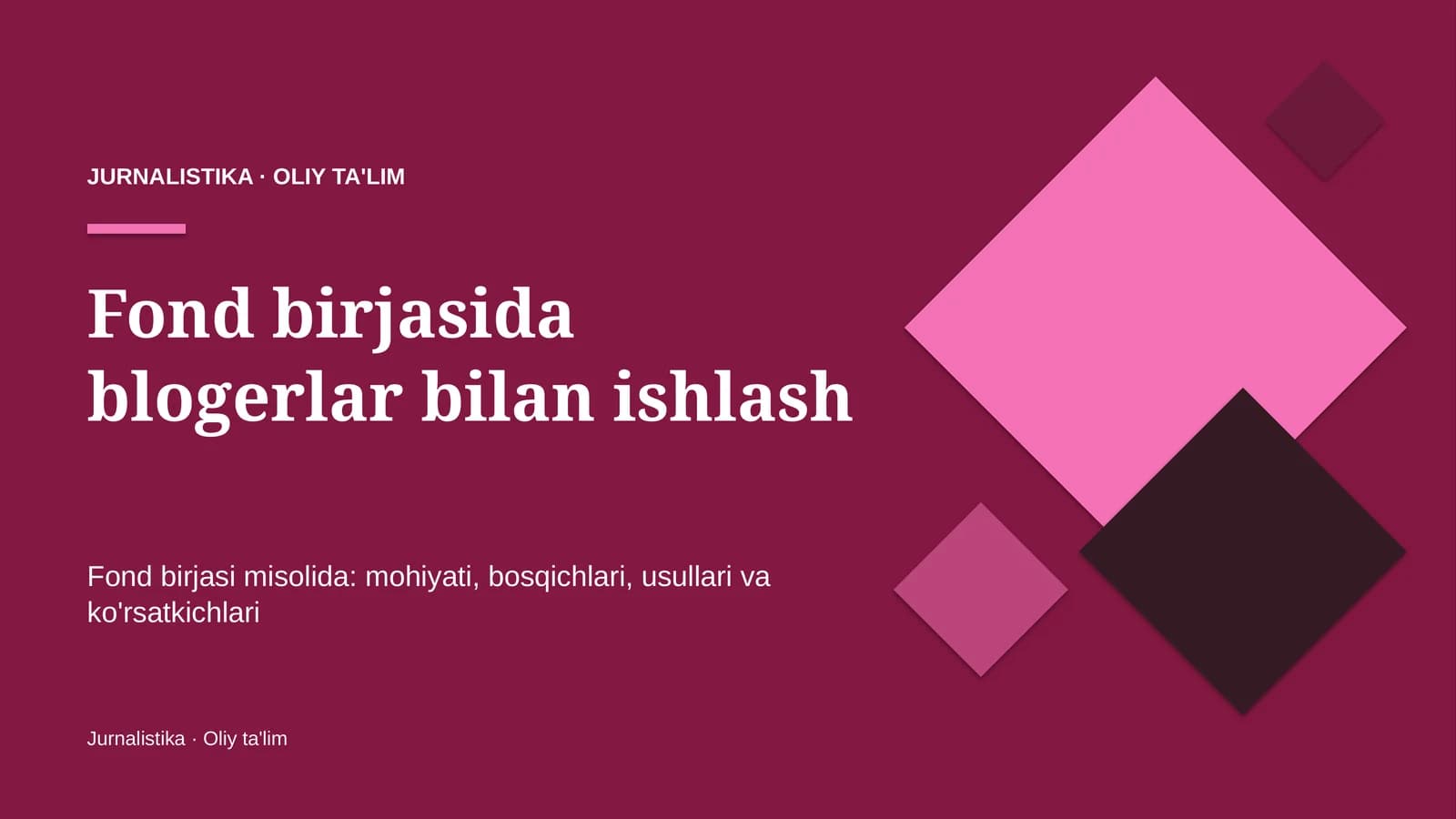Fond birjasida blogerlar bilan ishlash