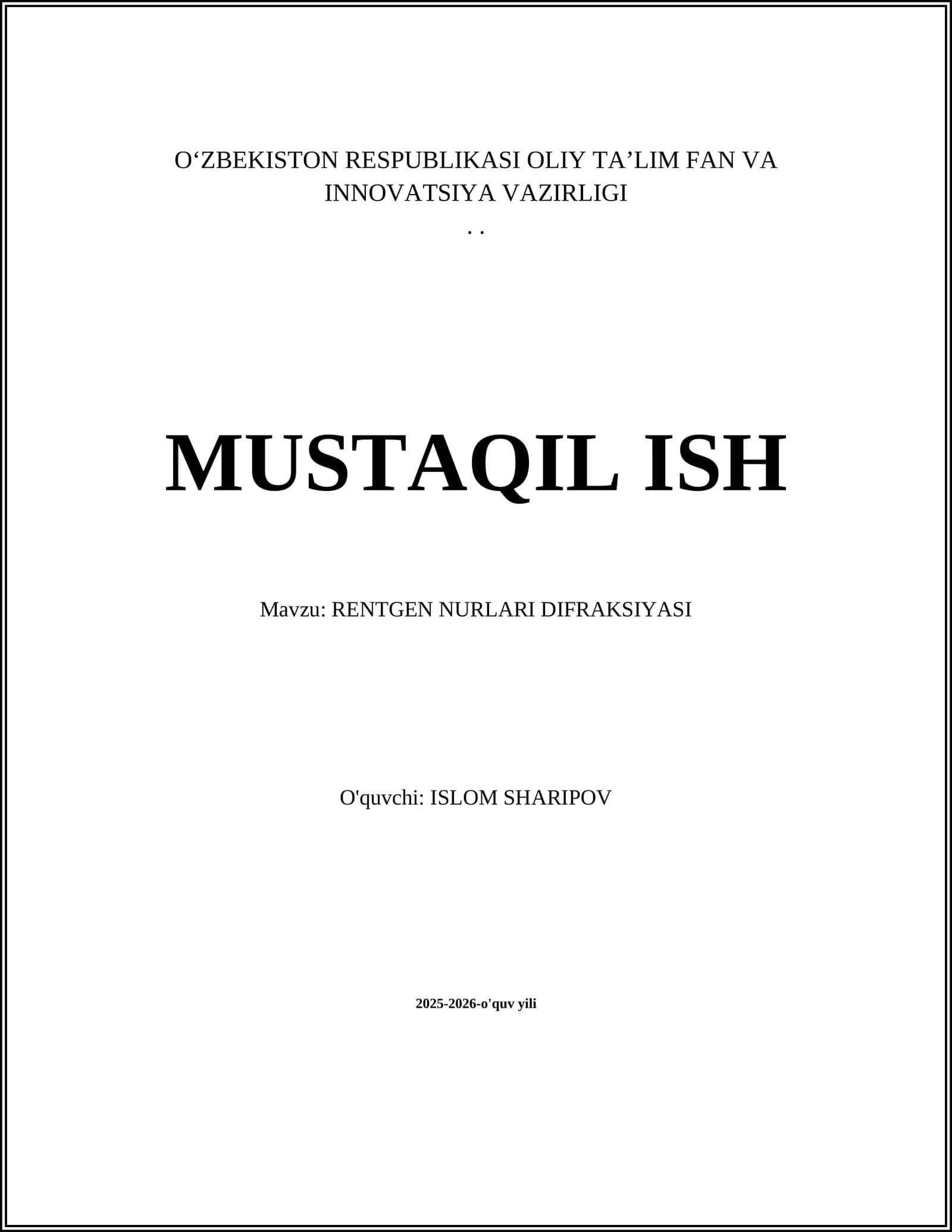 RENTGEN NURLARI DIFRAKSIYASI