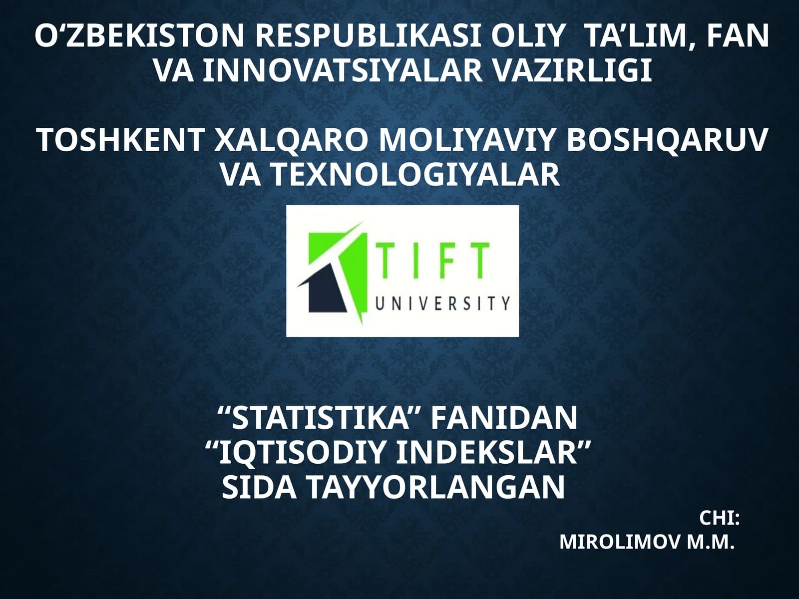 IQTISODIY INDEKSLAR