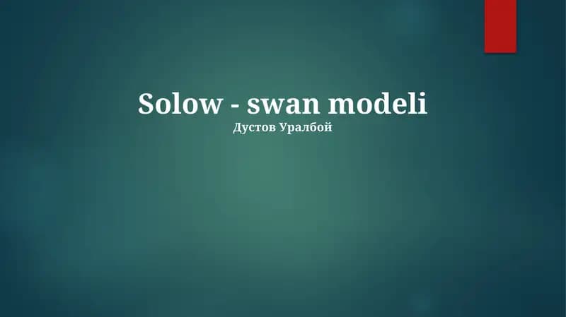 Solow-Swan modeli