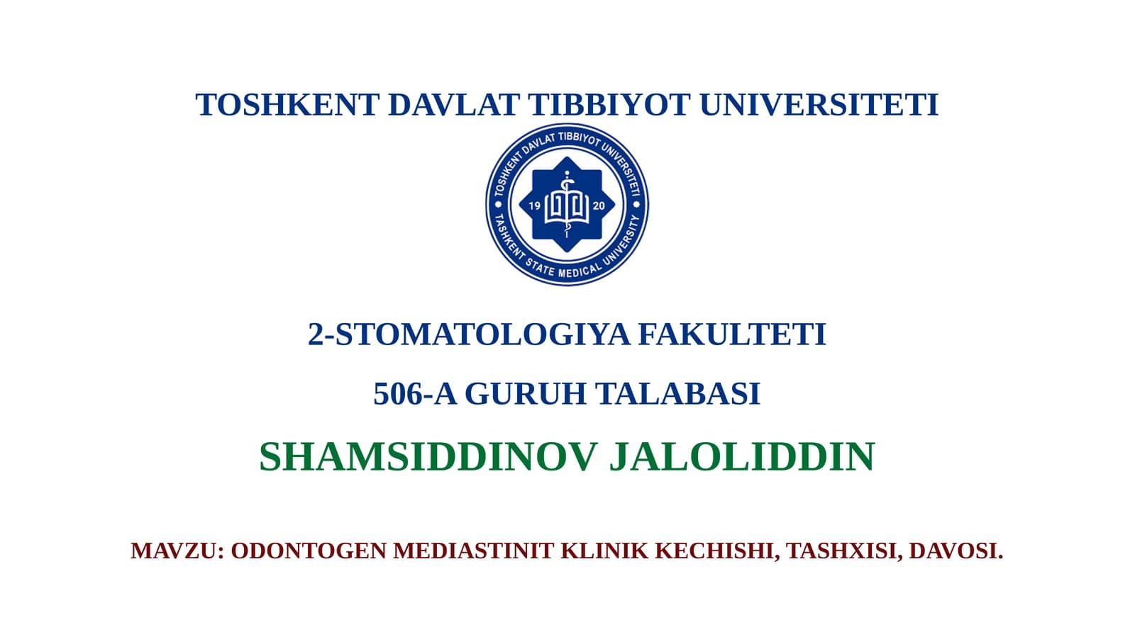 ODONTOGEN MEDIASTINIT