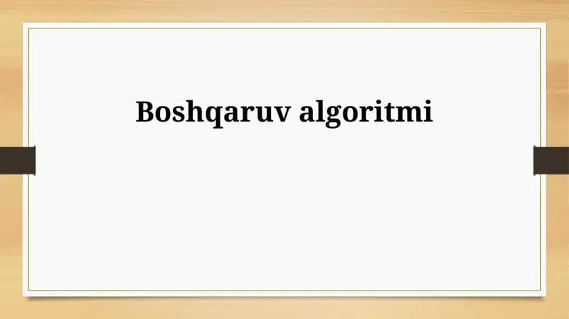 Boshqaruv algoritmi