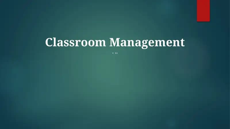 Classroom Management Techniques