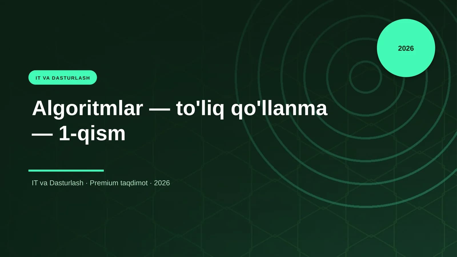 Algoritmlar — to'liq qo'llanma — 1-qism