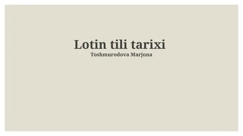 Lotin tili tarixi