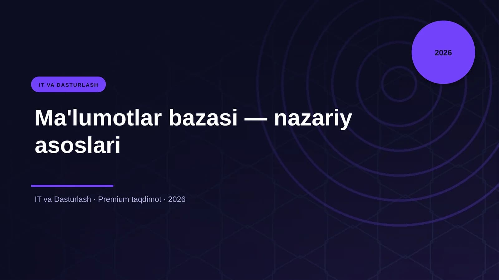 Ma'lumotlar bazasi — nazariy asoslari