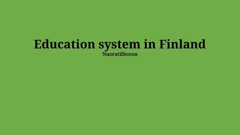 Education system in Finland