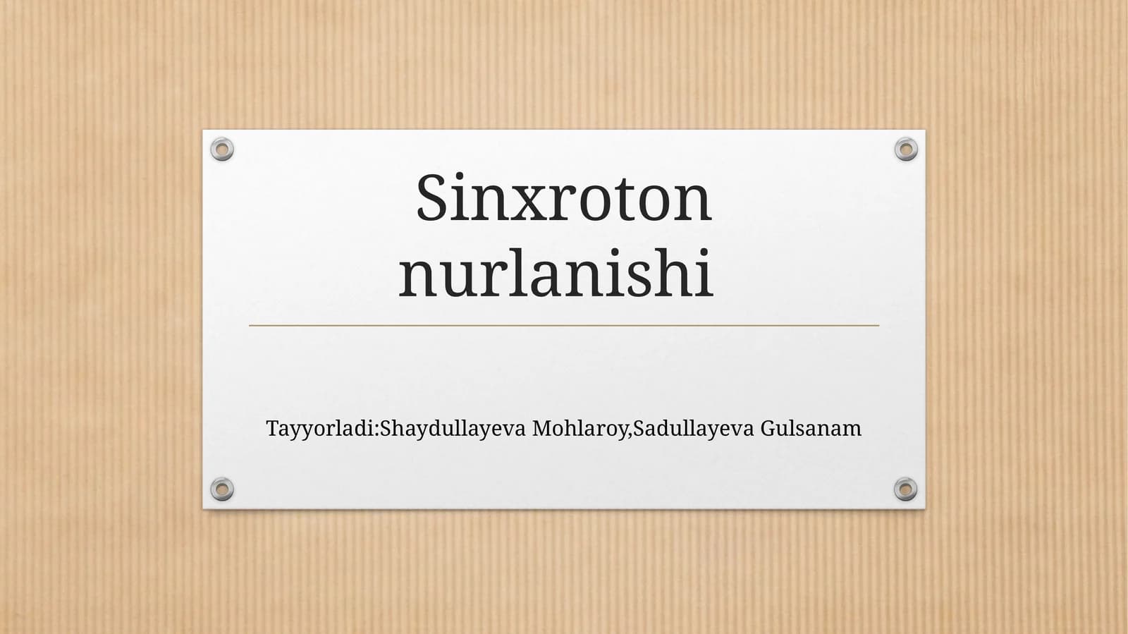 Sinxroton nurlanish