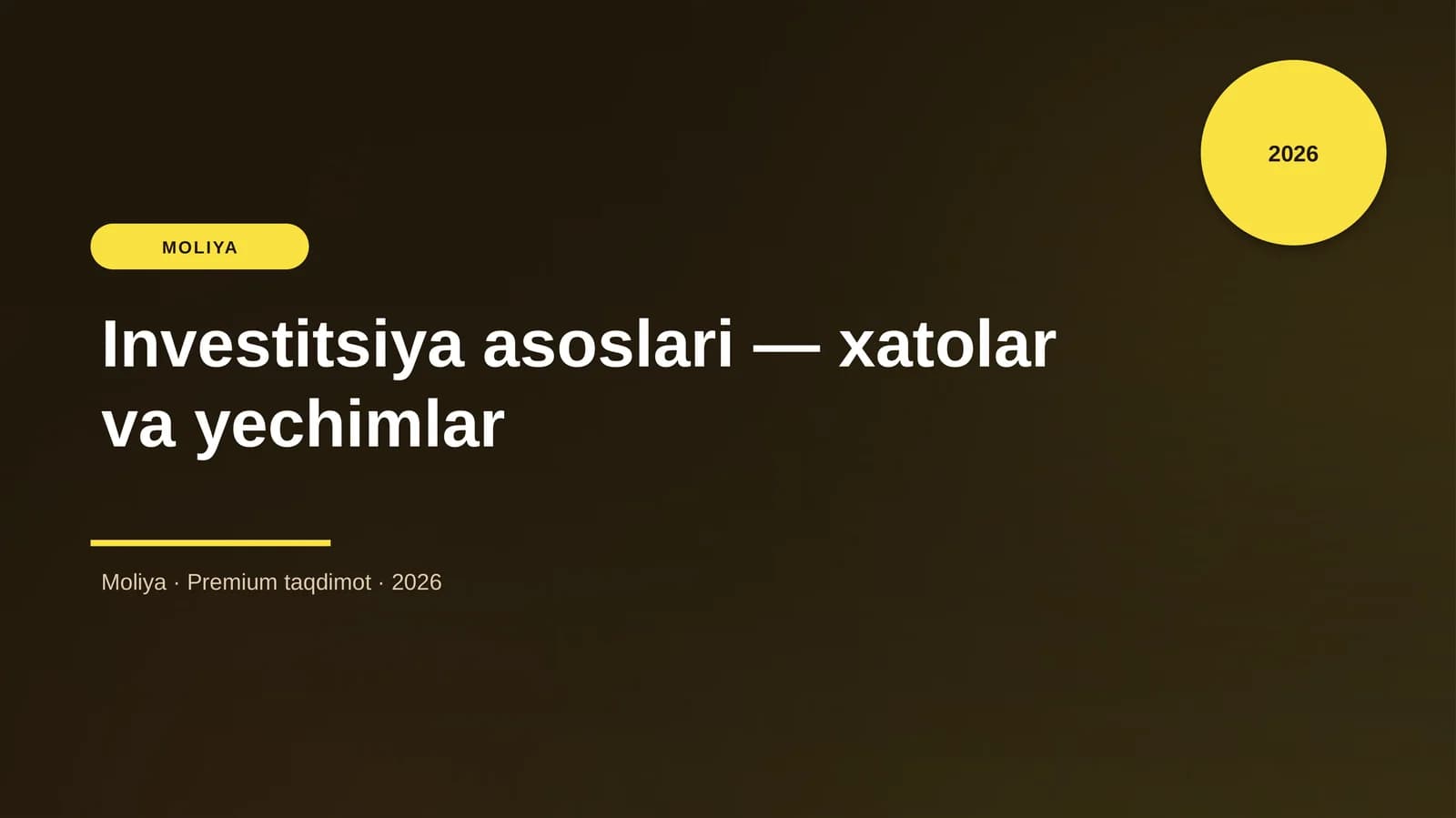 Investitsiya asoslari — xatolar va yechimlar
