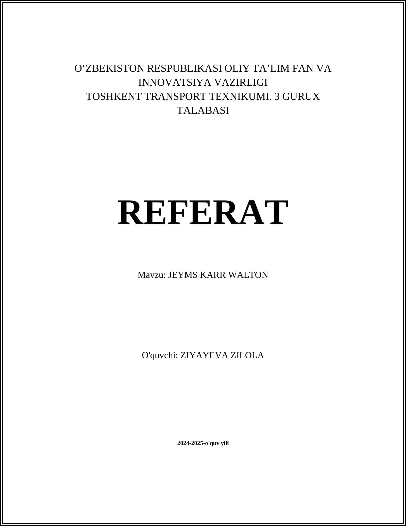JEYMS KARR WALTON REFERAT