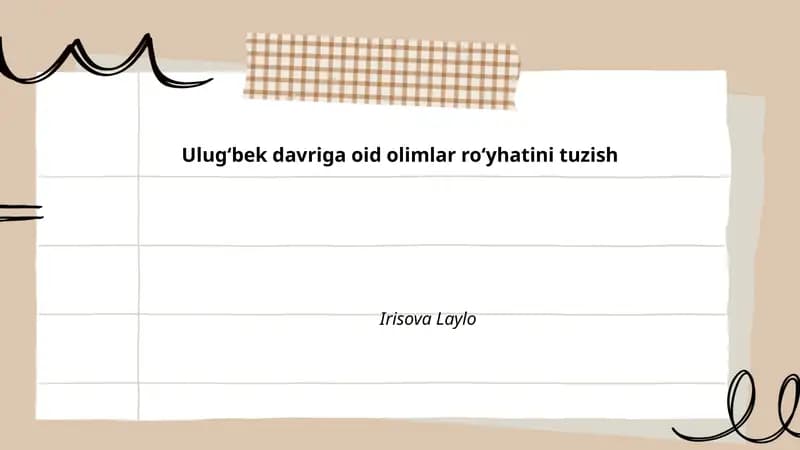 Ulugʻbek davriga oid olimlar roʻyhatini tuzish