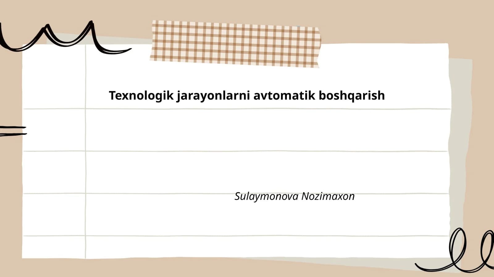 Texnologik jarayonlarni avtomatik boshqarish