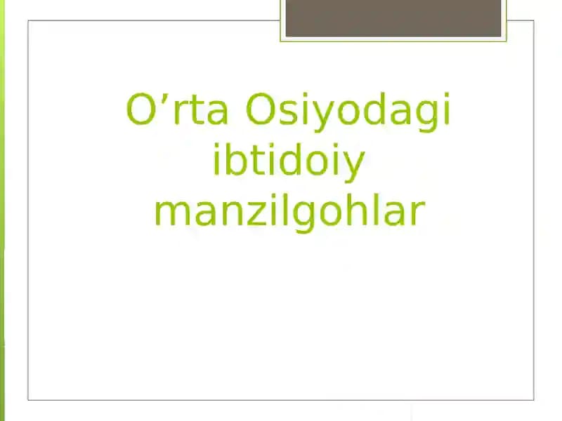 O'rta Osiyodagi ibtidoiy manzilgohlar