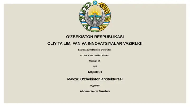 Oʻzbekiston arxitekturasi