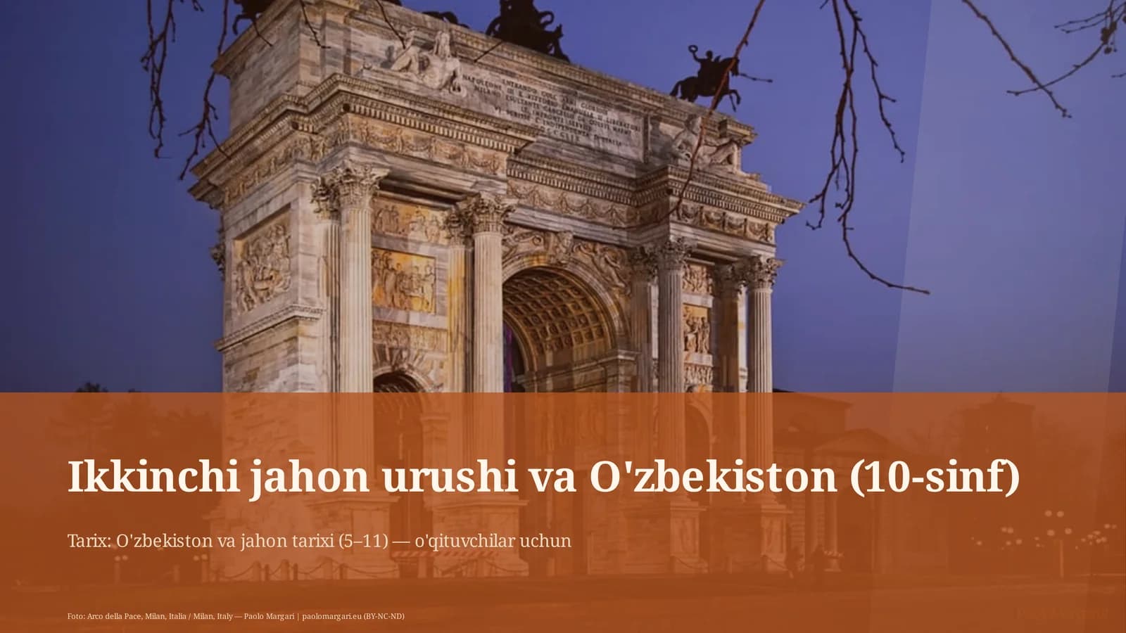 Ikkinchi jahon urushi va O'zbekiston (10-sinf)