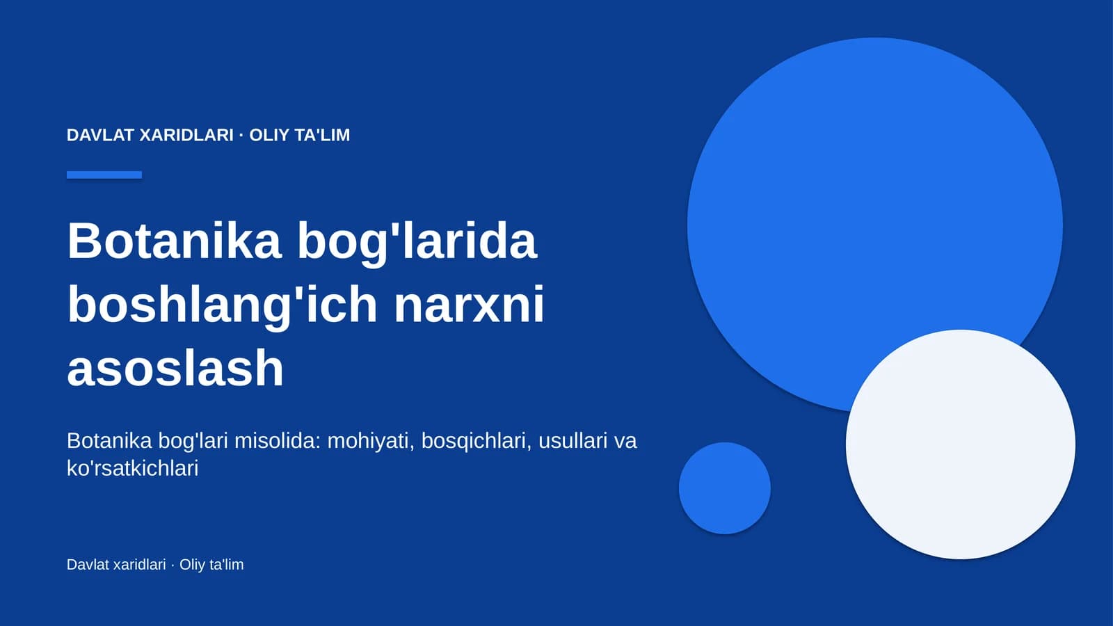 Botanika bog'larida boshlang'ich narxni asoslash