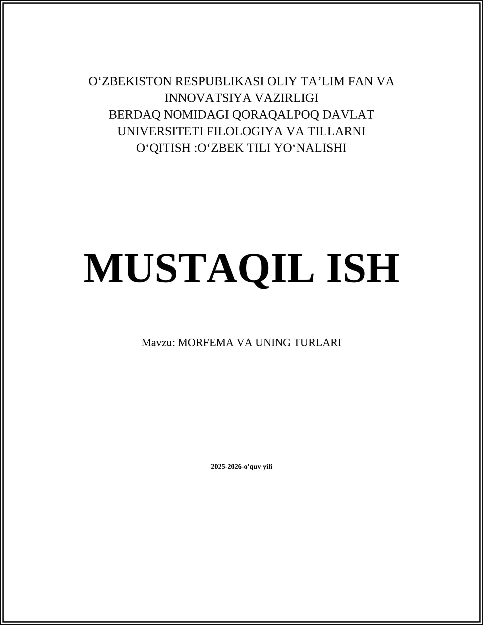 MORFEMA VA UNING TURLARI