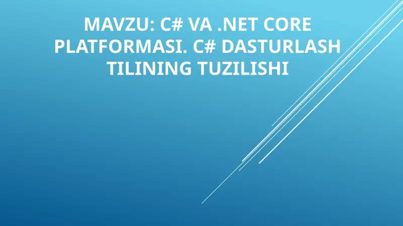 C# va.Net Core platformasi