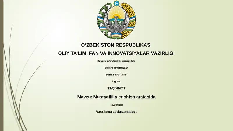 Mustaqilika erishish arafasida
