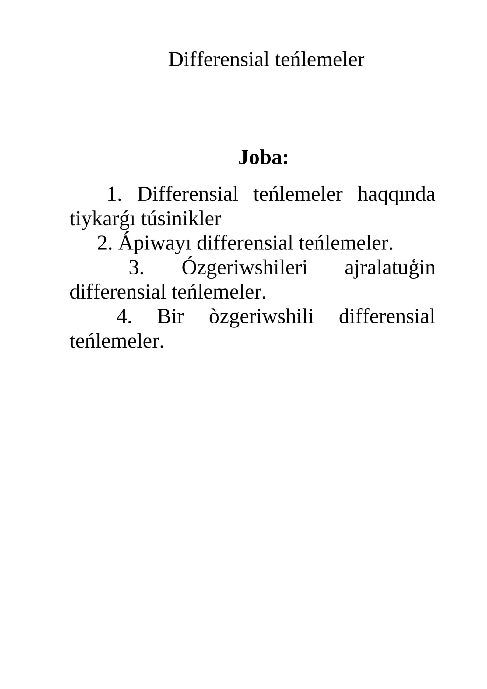 Differensial teńlemeler