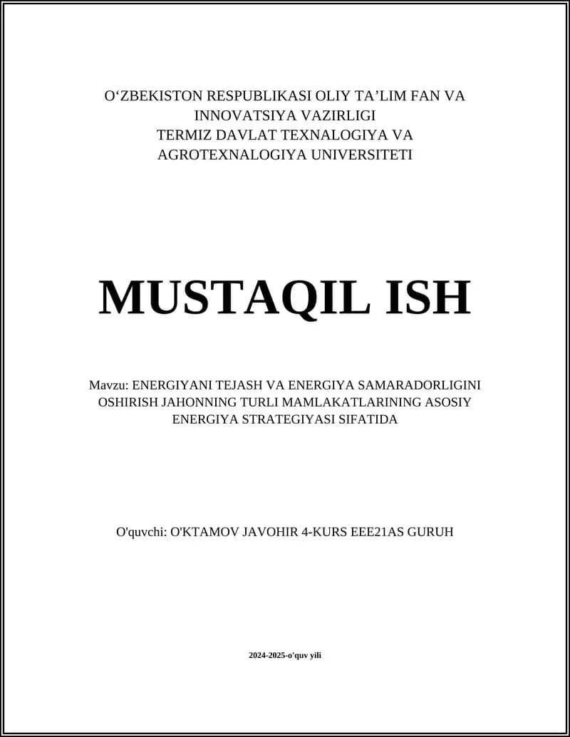 Yashil energiya texnologiyalari