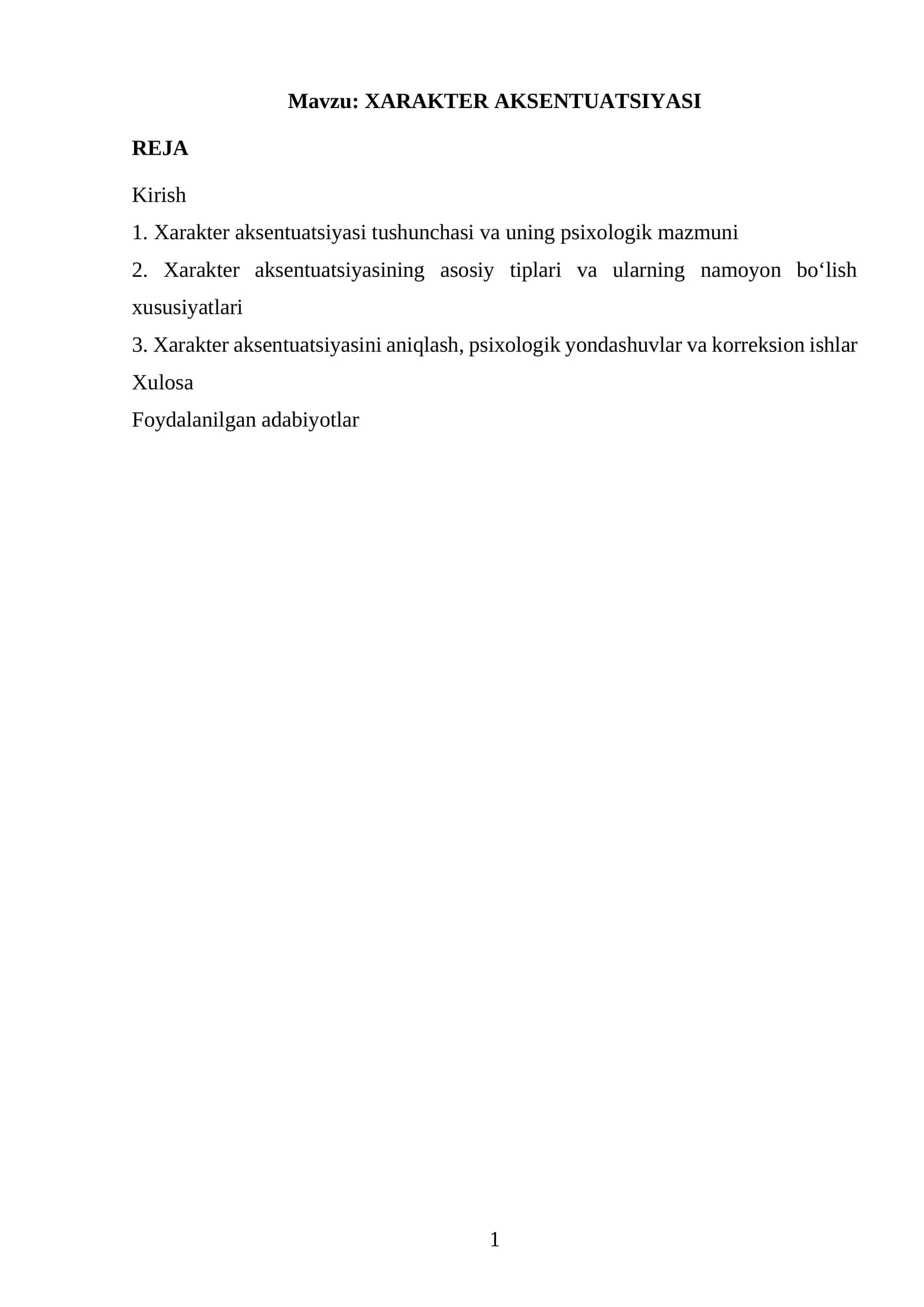 XARAKTER AKSENTUATSIYASI