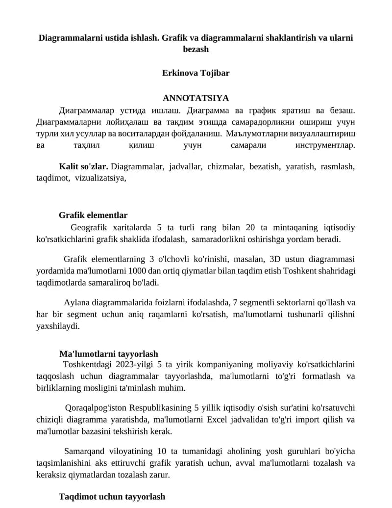 Diagrammalarni ustida ishlash