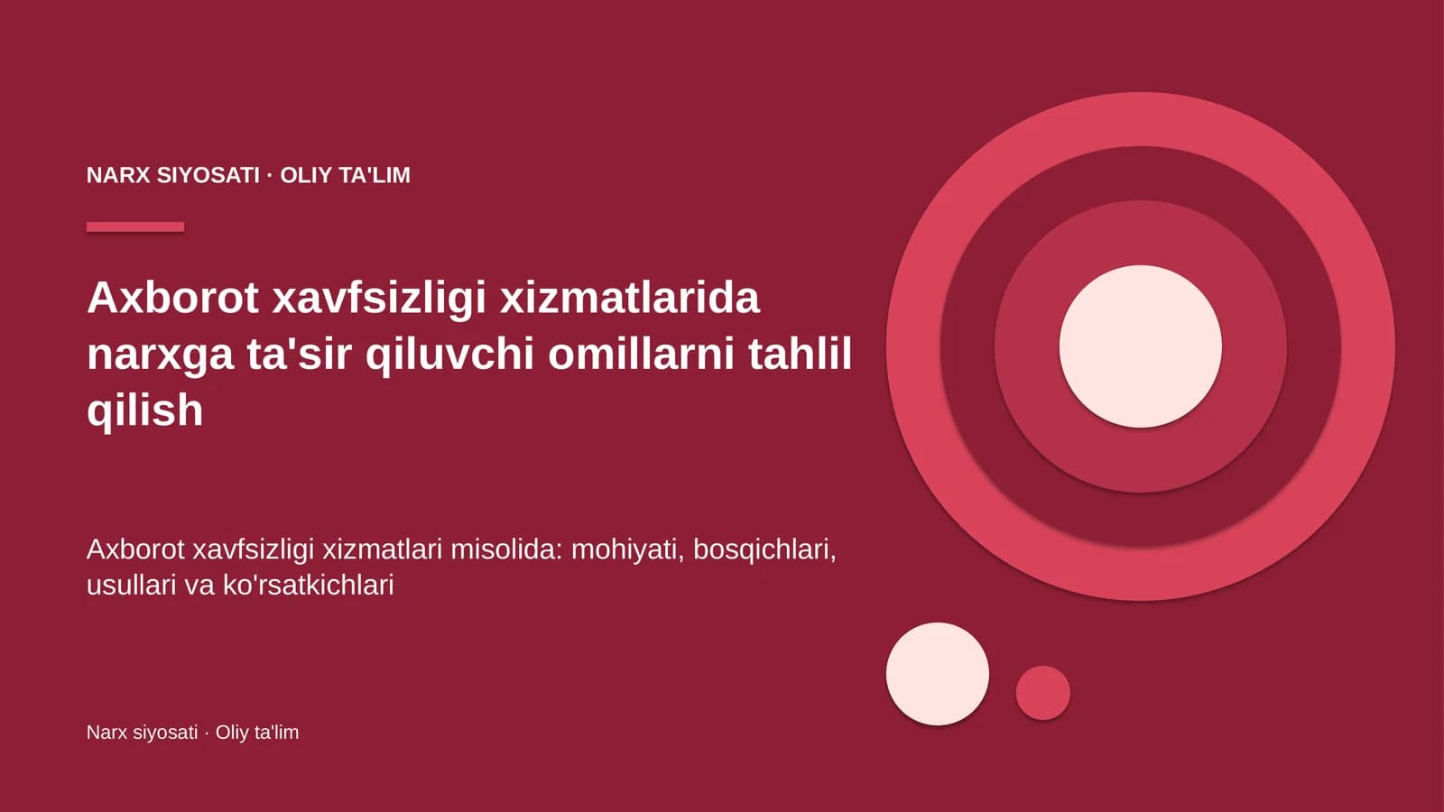 Narx siyosati · Oliy ta'lim