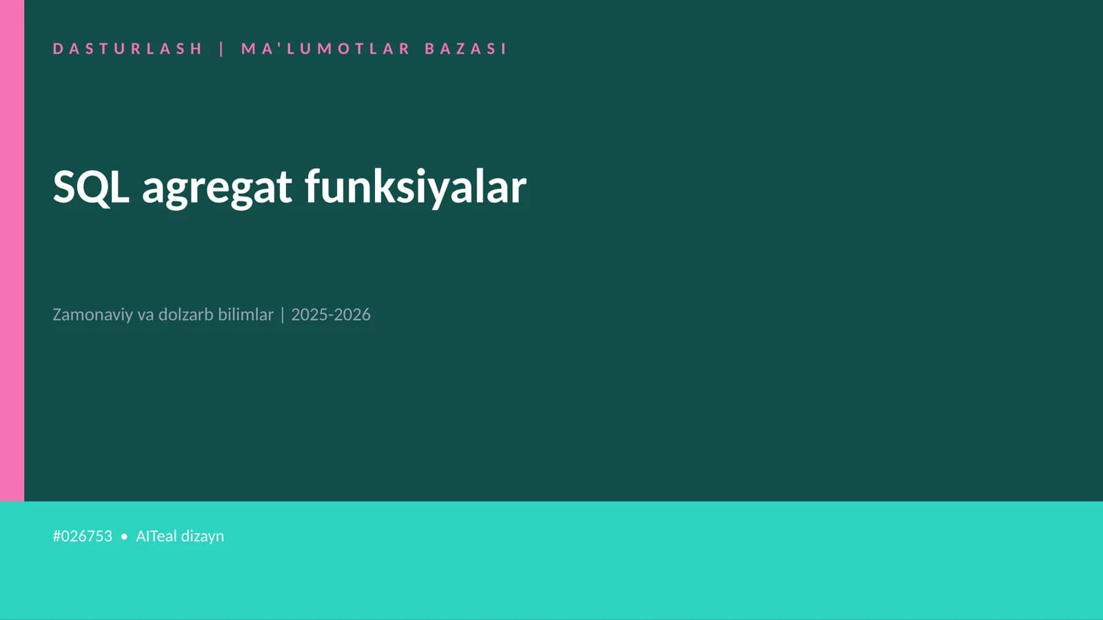 SQL agregat funksiyalar