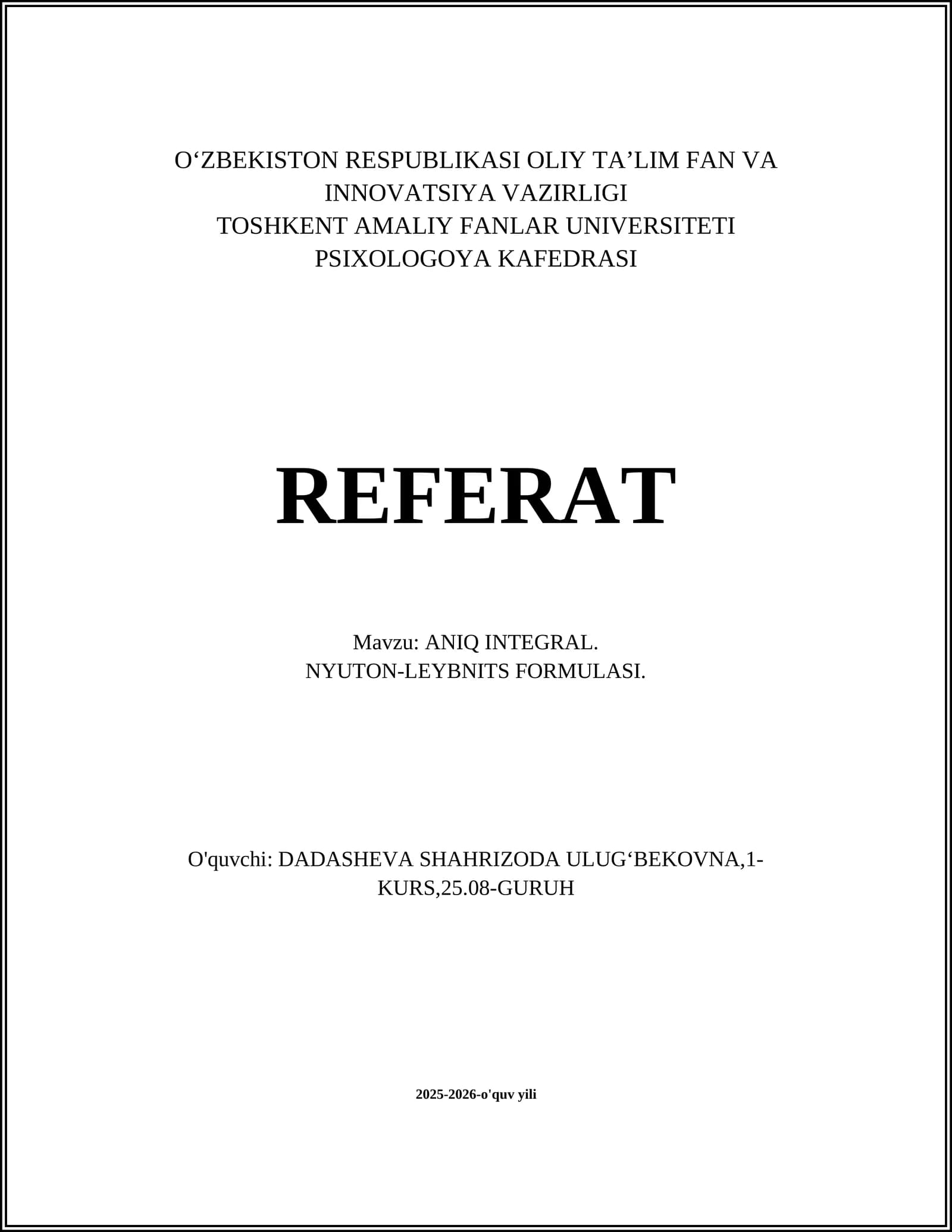 ANIQ INTEGRAL