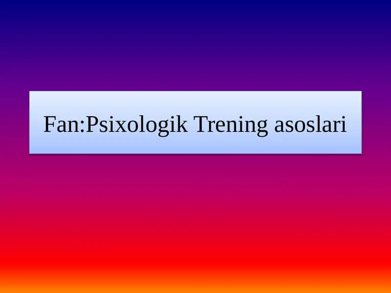Nizoning oldini olishga qaratilgan treninglar