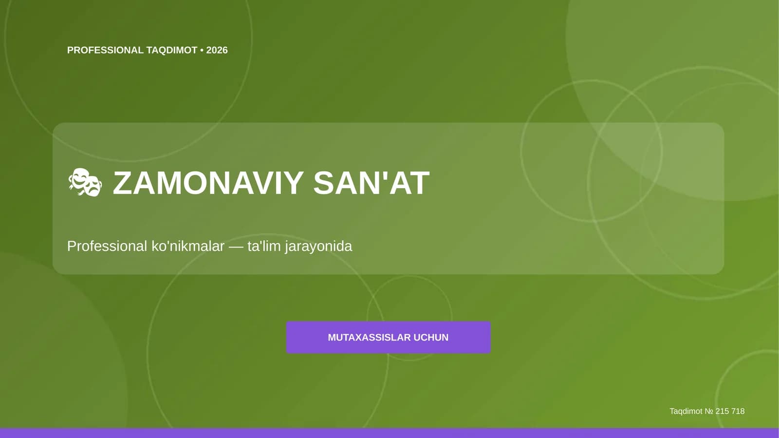 Zamonaviy San'at Professional Taqdimot 2026