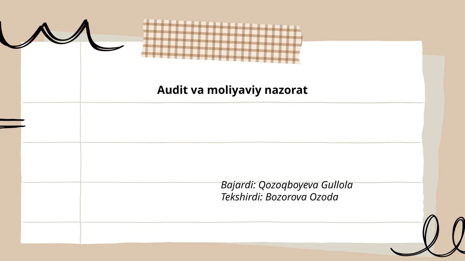 Audit va Moliyaviy nazorat