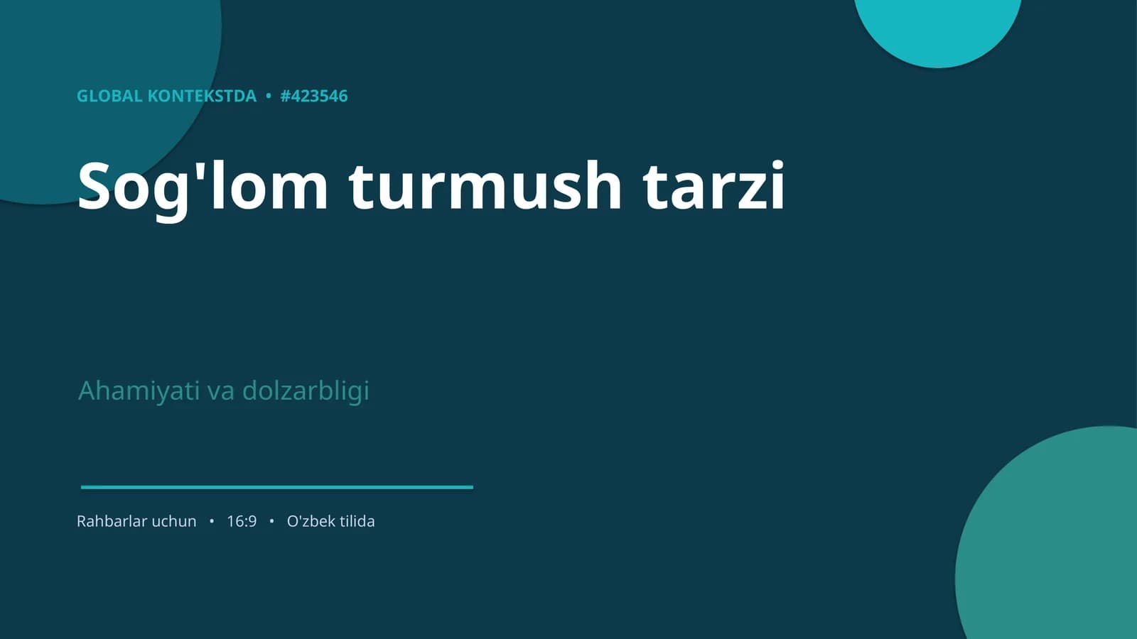 Sog'lom turmush tarzi