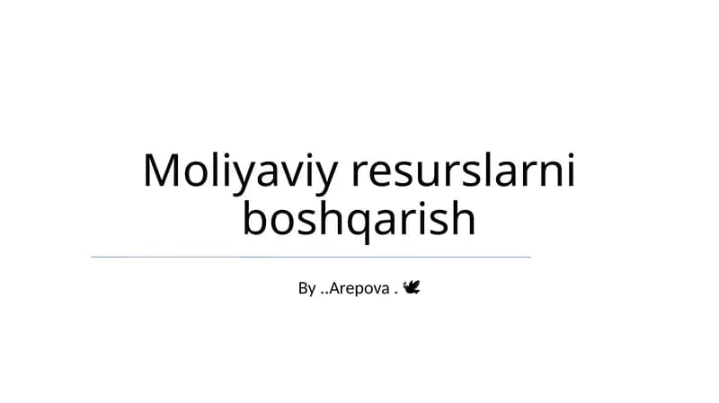 Moliyaviy resurslarni boshqarish