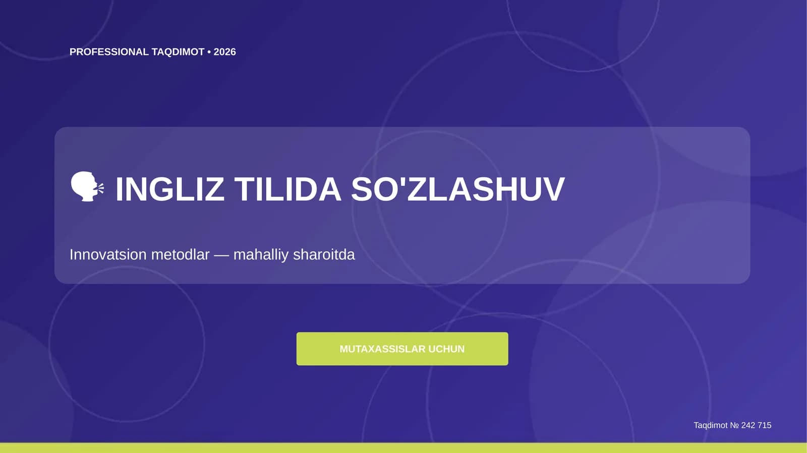 INGLIZ TILIDA SO'ZLASHUV