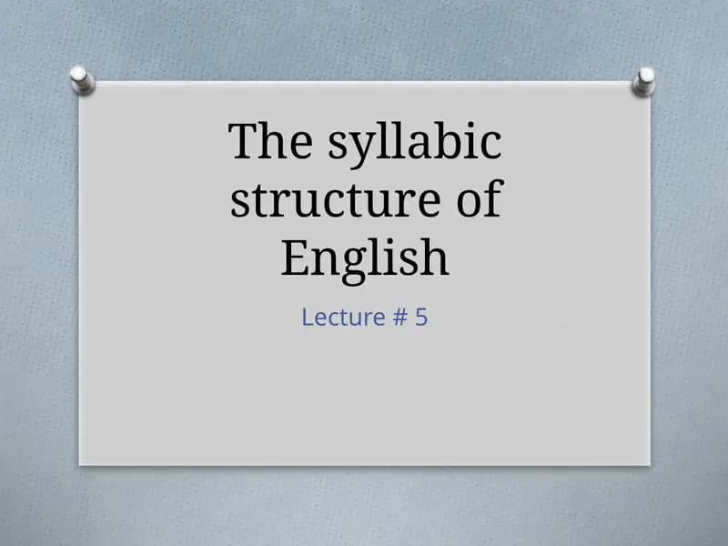 English Syllabic Structure