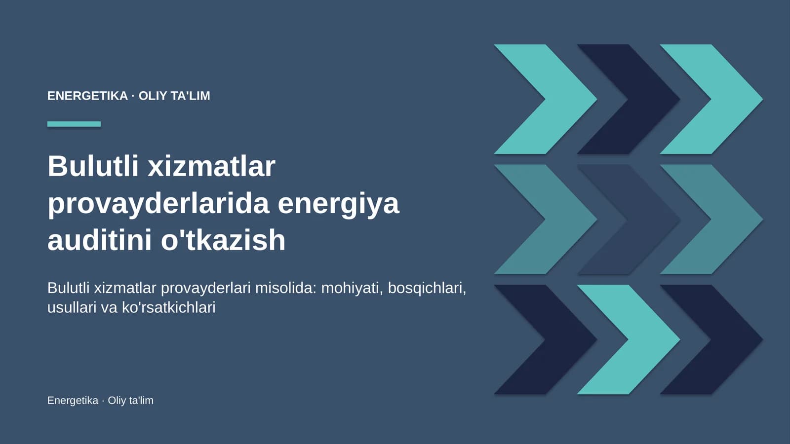 Bulutli xizmatlar provayderlarida energiya auditini o'tkazish