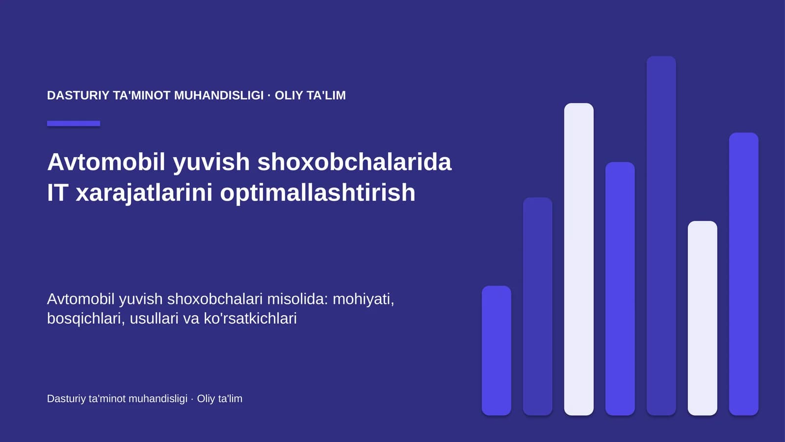 DASTURIY TA'MINOT MUHANDISLIGI · OLIY TA'LIM