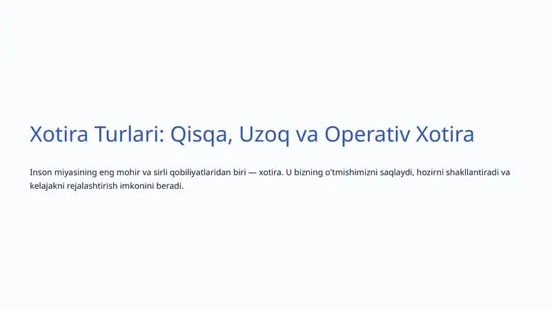 Xotira Turlari