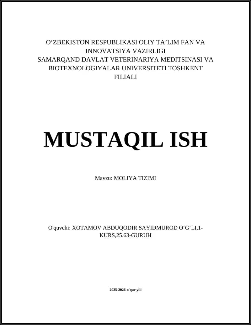 Moliya Tizimi