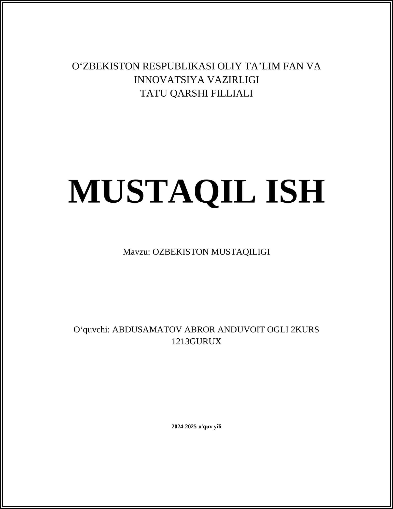 O‘zbekiston Mustaqiligi