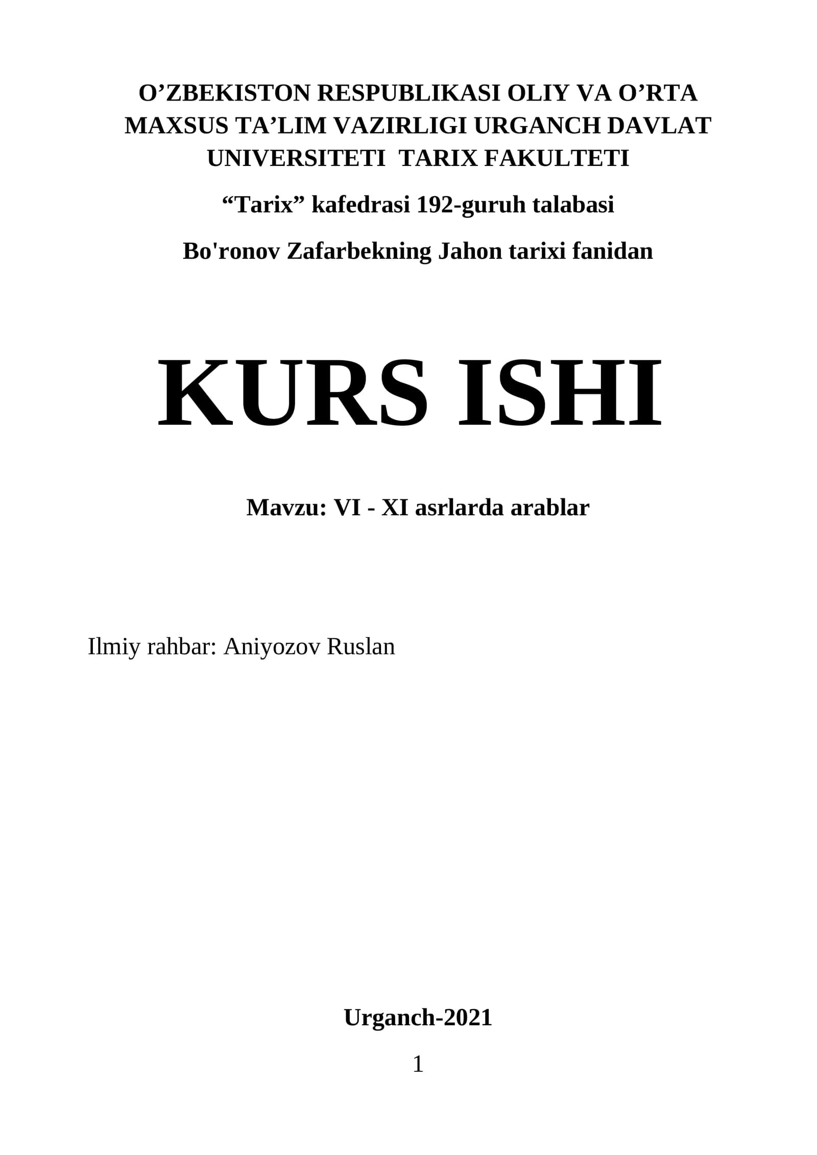 VI - XI asrlarda arablar
