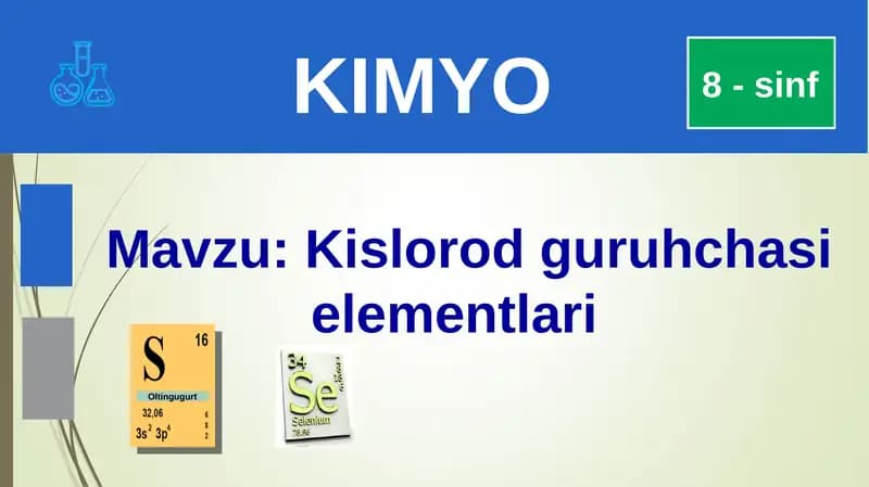 Kislorod guruhchasi elementlari