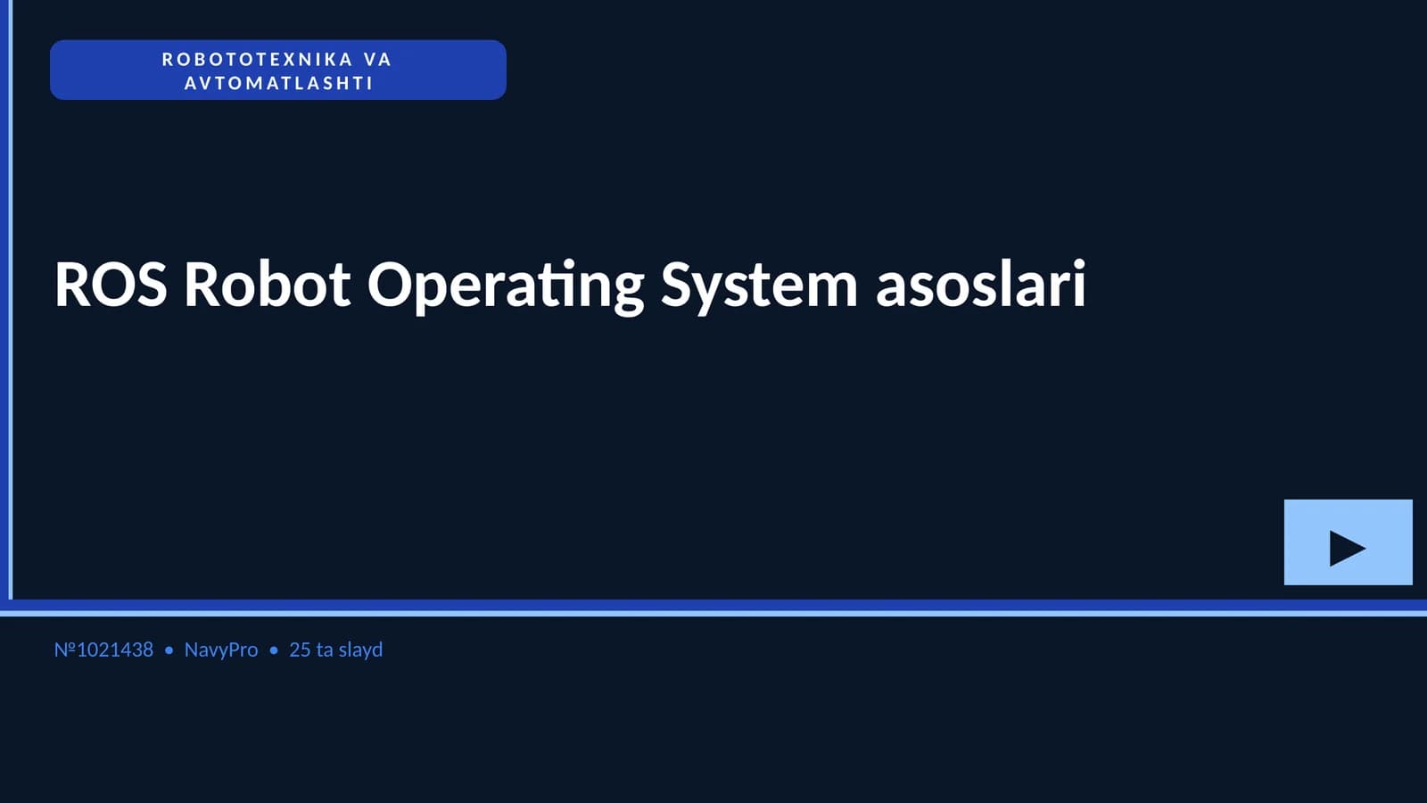 ROS Robot Operating System asoslari