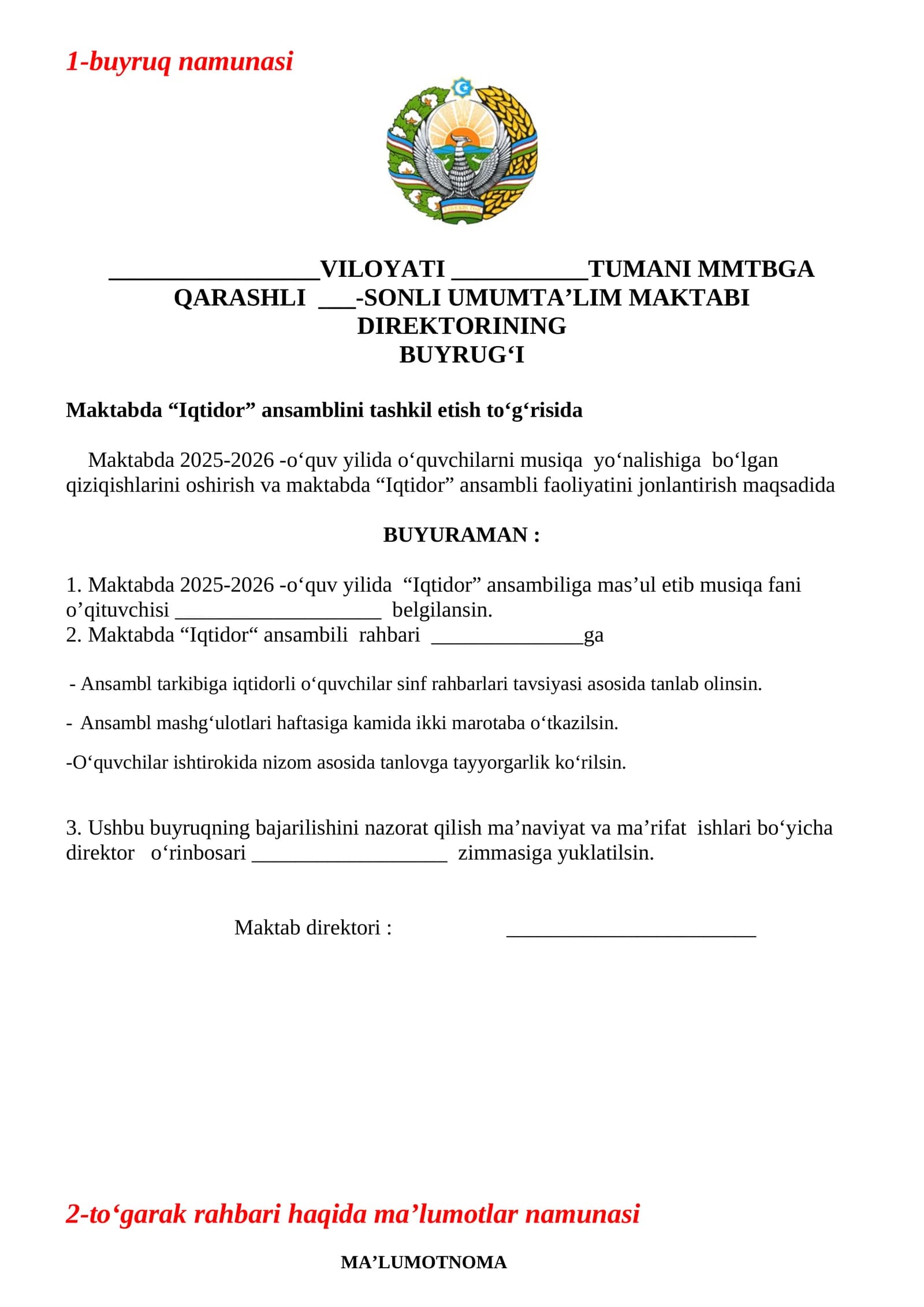 Buyruq namunasi