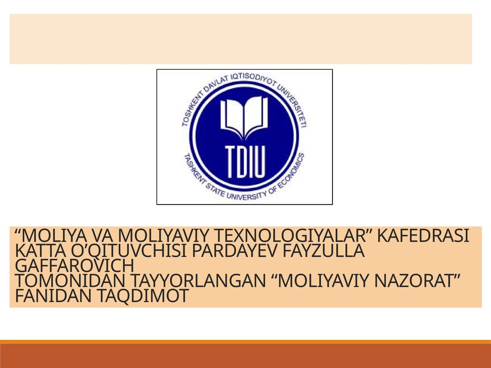 MOLIYAVIY NAZORAT