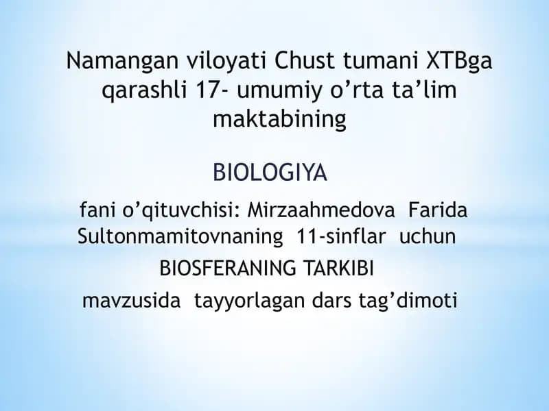 BIOSFERANING TARKIBI