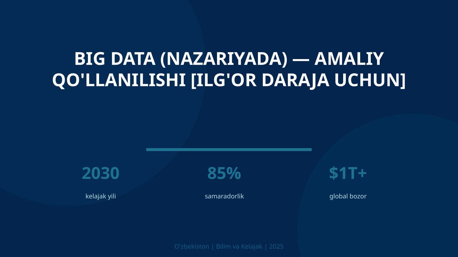 BIG DATA (NAZARIYADA) — AMALIY QO'LLANILISHI