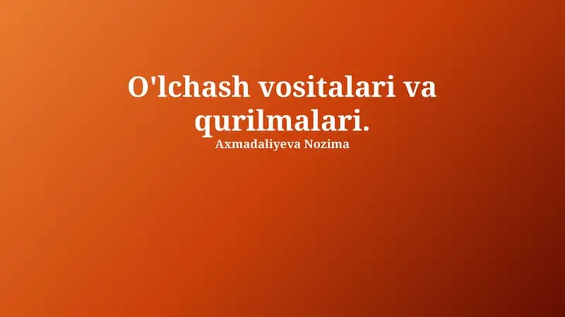 Optik o'lchash asboblari